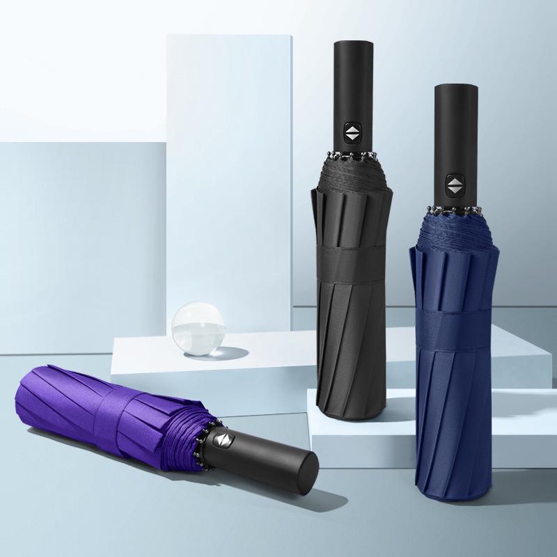 Customized Men's 10-Rib Automatic Sun & Rain Triple Folding Umbrella