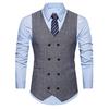 Vintage Men Sleeveless Double-breast Herringbone Twill Waistcoat Business Vest