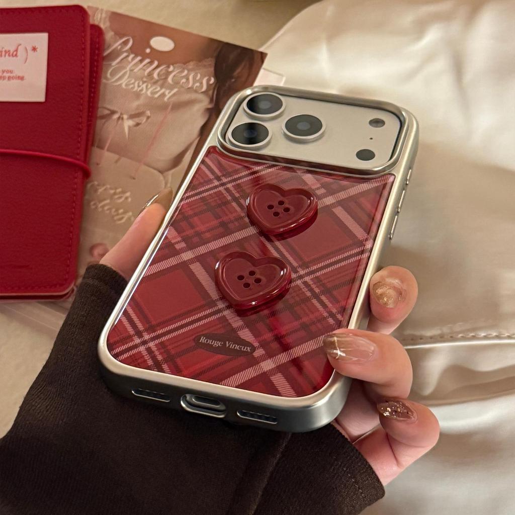 Retro Burgundy Button Phone Case for iPhone 16, iPhone 17, iPhone 17 Pro Max