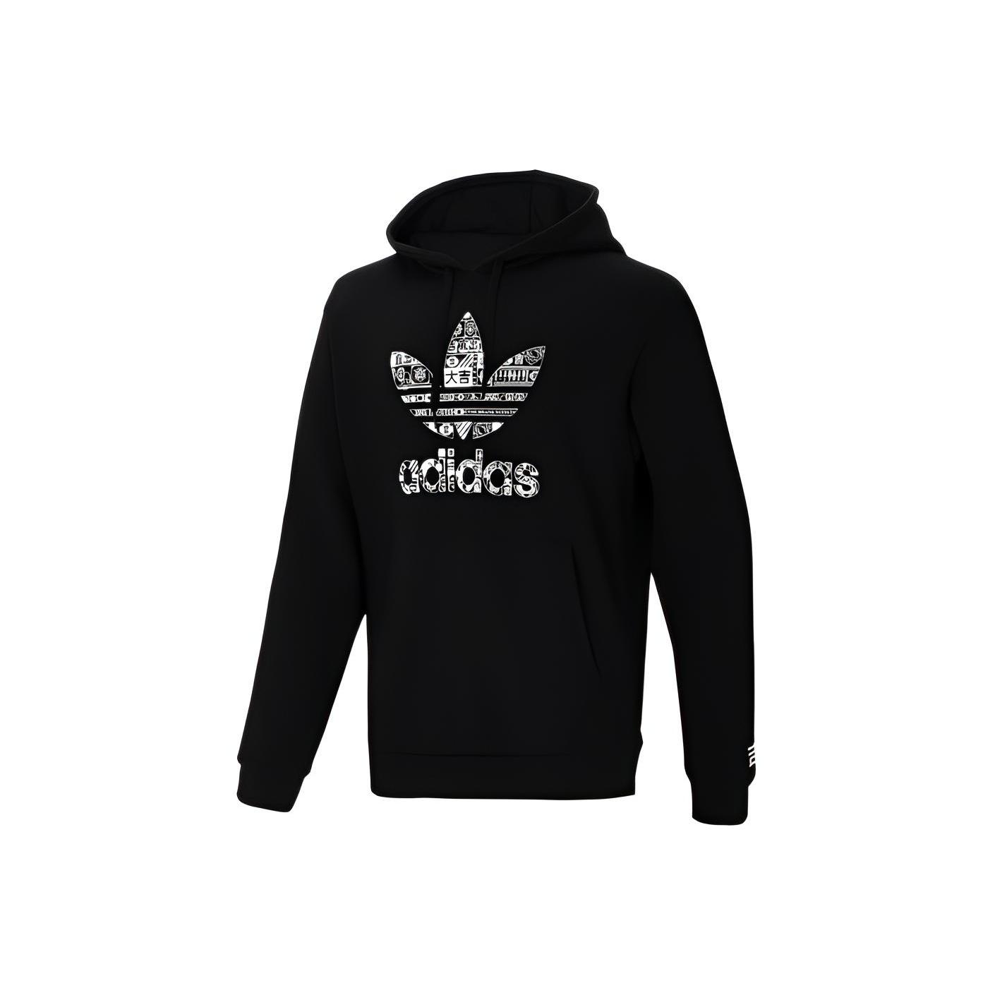 Adidas Men's Black Originals Trefoil Logo Hoodie Tops Gt4356 Cm