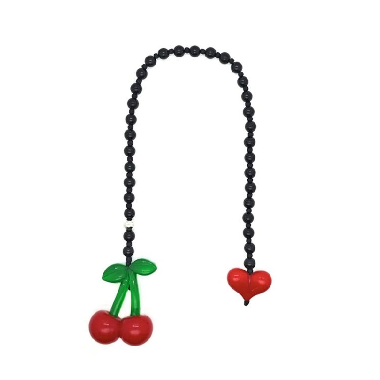 

Trendy Heart Cherry Acrylic Keychain Bag Accessory Cute Jewelry Gift for Friend Family Lovers Pendant Purse Decoration чорний