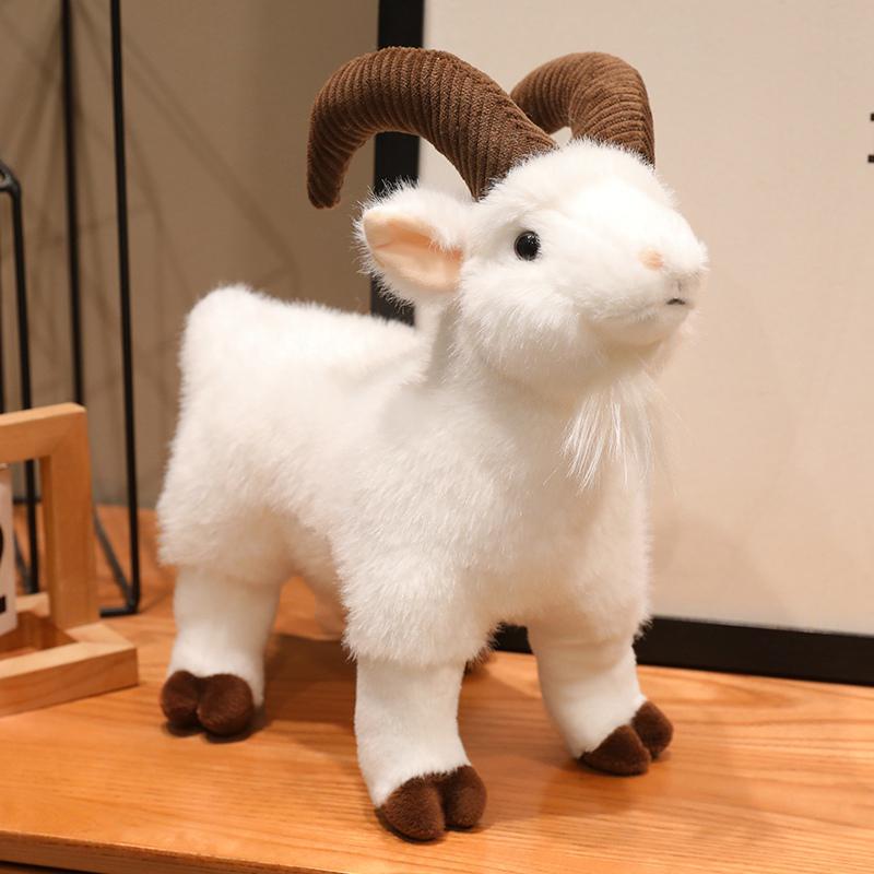 Nice Ranch Animal Series Soft Cute Simulated Brown White Goat Mountain Lifelike Plush Toy Stuffed Sheep Birthday Gift Kids