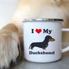 Emaille-Kaffeetasse mit der Aufschrift „I Love Dackel Dog“, für Camping, Picknick, Lagerfeuer, Party, Bier, Saft, Cola, Tassen für die Reise im Freien, Kakao, Wasserbecher