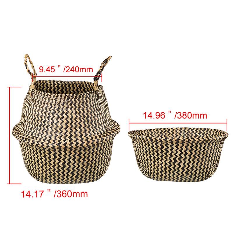 Retro Wicker Woven Seagrass Belly Baskets Planter Pot Foldable Straw Laundry Toys Sundries Organizer Baskets Home Boho Decor