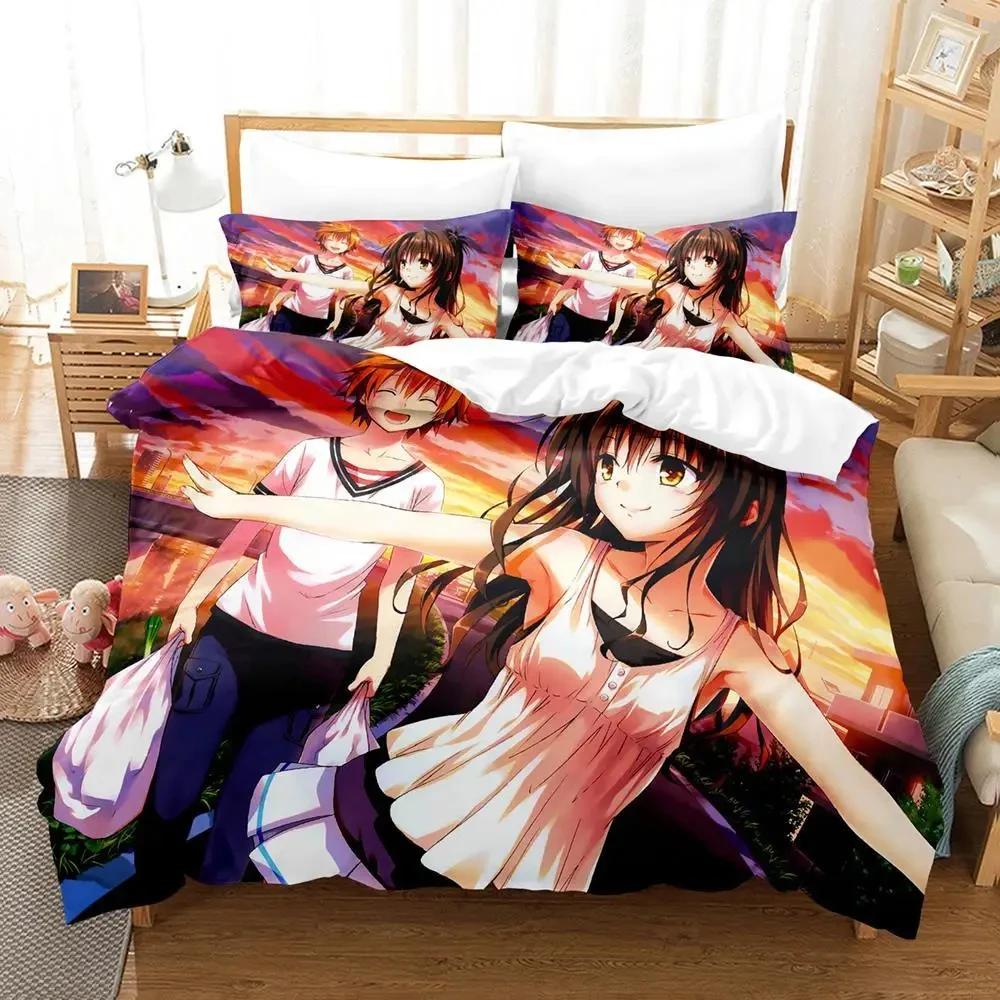 Anime Adult Boys Bedspread Single Double Queen King Size To Love Ru Duvet Cover Bed Set Quilt Cover Pillowcase