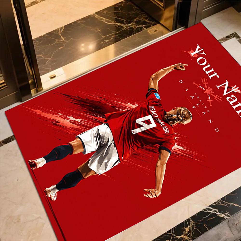 Haaland (130) Customize Your Name Area Rug Suitable for Playrooms Entryway Study Room Outdoor Anti-slip Rug Decorate Offices Wedding Party Gift