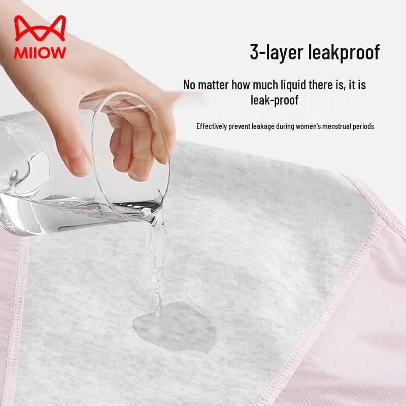 MaoRen 3-Pack Women's Ice Silk Anti-Leak Period Underwear