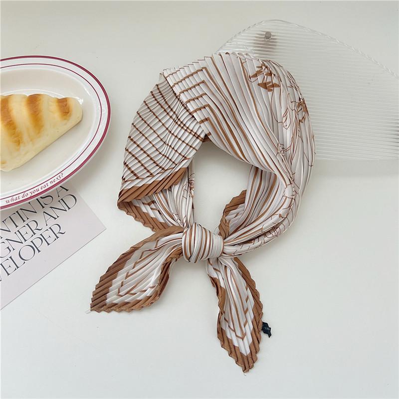 70cm Crumpled Scarf Kerchief Print Square Scarves Women DIY Hair Band Ribbon Headscarf Bandanas Headband Neck Wraps Neckerchief