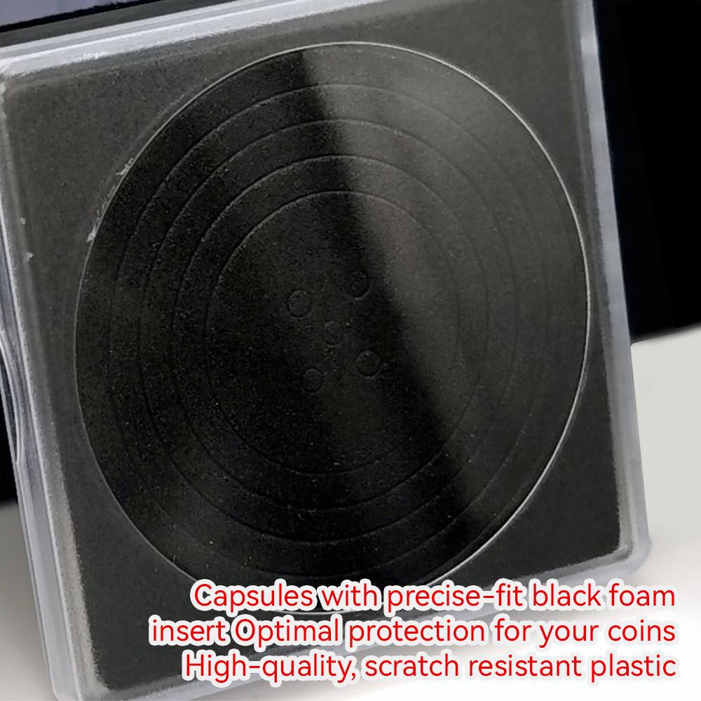 20pcs Plastic Coin Storage Box Protection Container Capsules Square Foam Holder Coin Collection Box Transparent 20/25/30/35/40mm