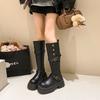2025 Punk Style Platform Woman Knee High Boots Fashion Height Increase Belt Buckle Shoes Female Knight Booties Shoes