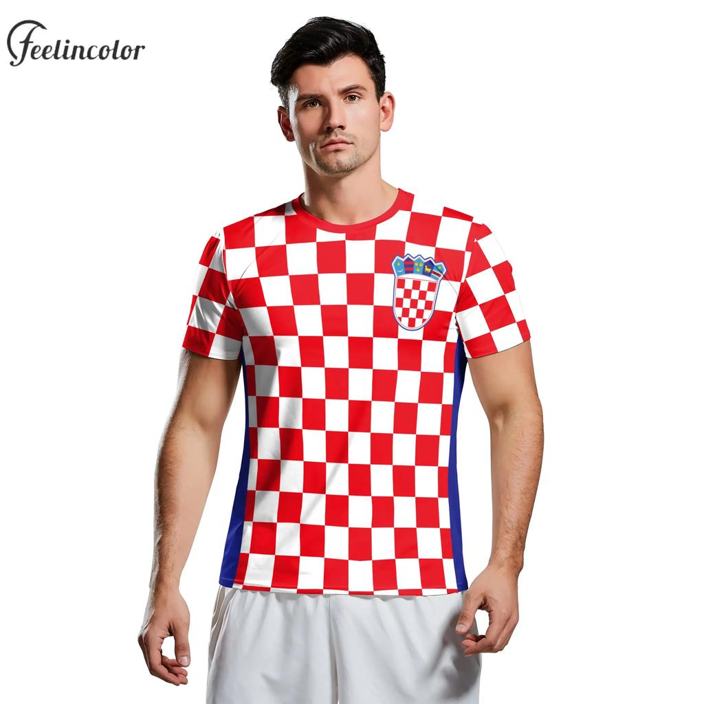 2026 Kroatien T-Shirt für Herren HR Flagge T-Shirts Mode 18 Fußball Oberteil Fußballtrikots Unisex Kleidung