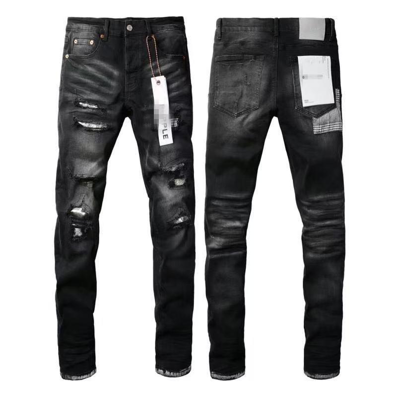 Mens Straight Fit Distressed Patchwork Denim Jeans Vintage Streetwear Style High Waist Ripped Cotton