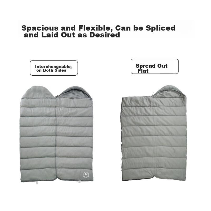 Jingdong Jingzao Camping Sleeping Bag, Outdoor Envelope-Style Hooded Sleeping Bag, Rock Gray, 1.5kg, 10-15℃