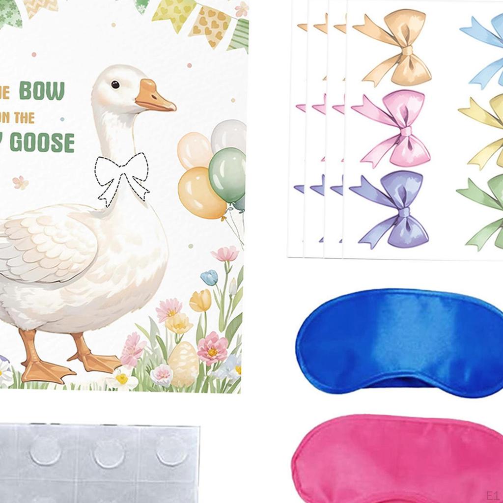 Pin The Bow on Goose Game Theme Party Supplies Large Poster Blindfold for Kids