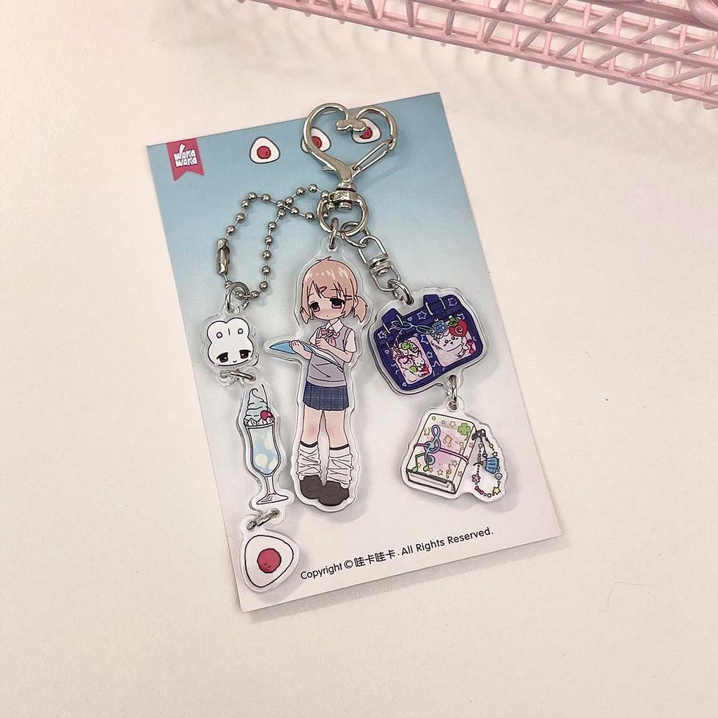 Acrylic Phone Charm Cute Girls Bag Decorative Key Ring Character Decal Book Charm Phone Lanyard Keyring Keychain