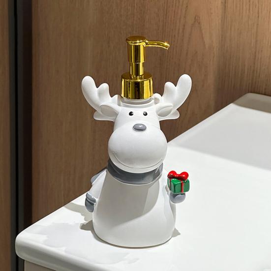 Dispensing Bottle Deer Santa Claus Snowman Design Soap Container Water-Absorbing Anti-Slip Bottom Shower Gel Bottle