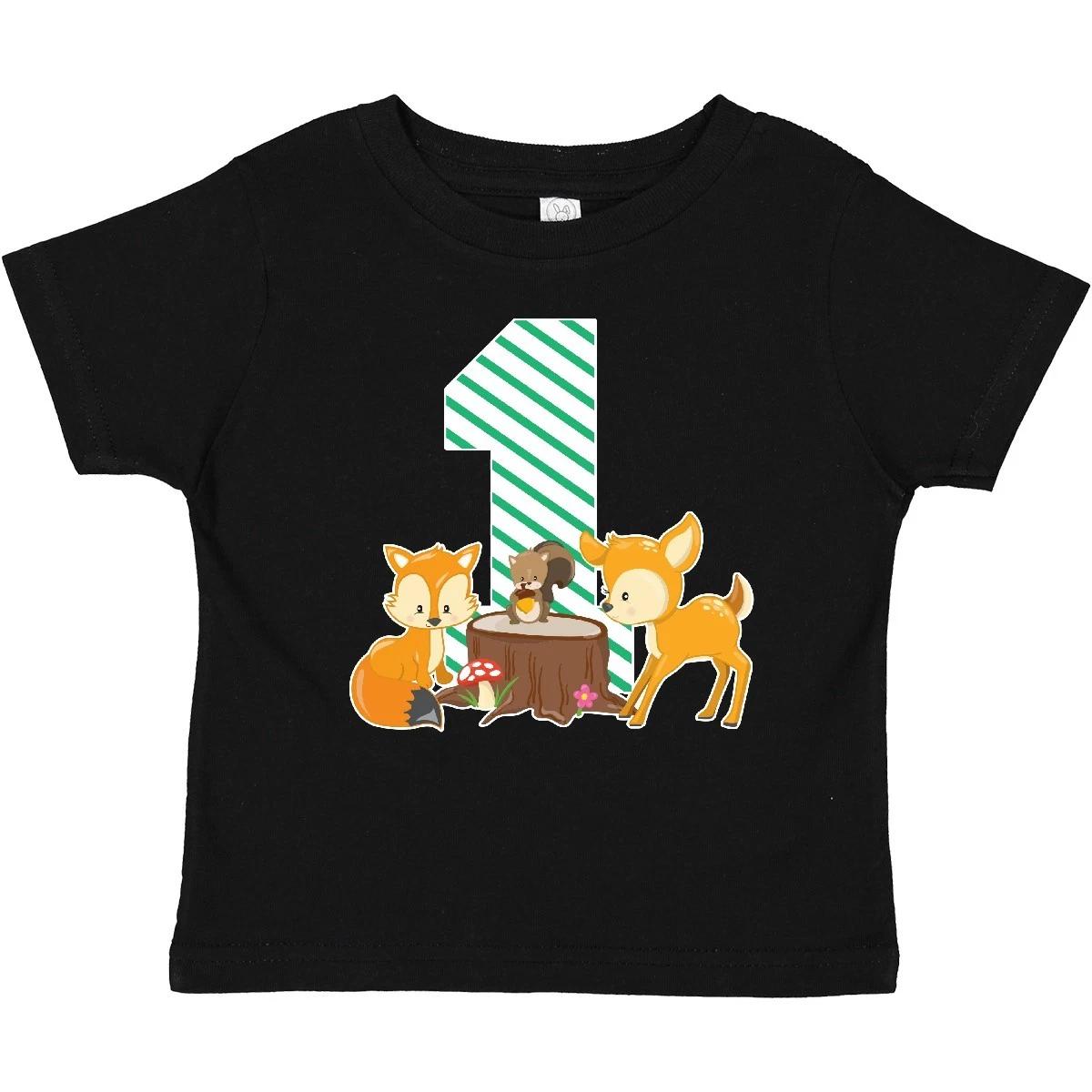Inktastic One Years Old With Woodland Animals Baby T-Shirt Birthday Cute Year My 140