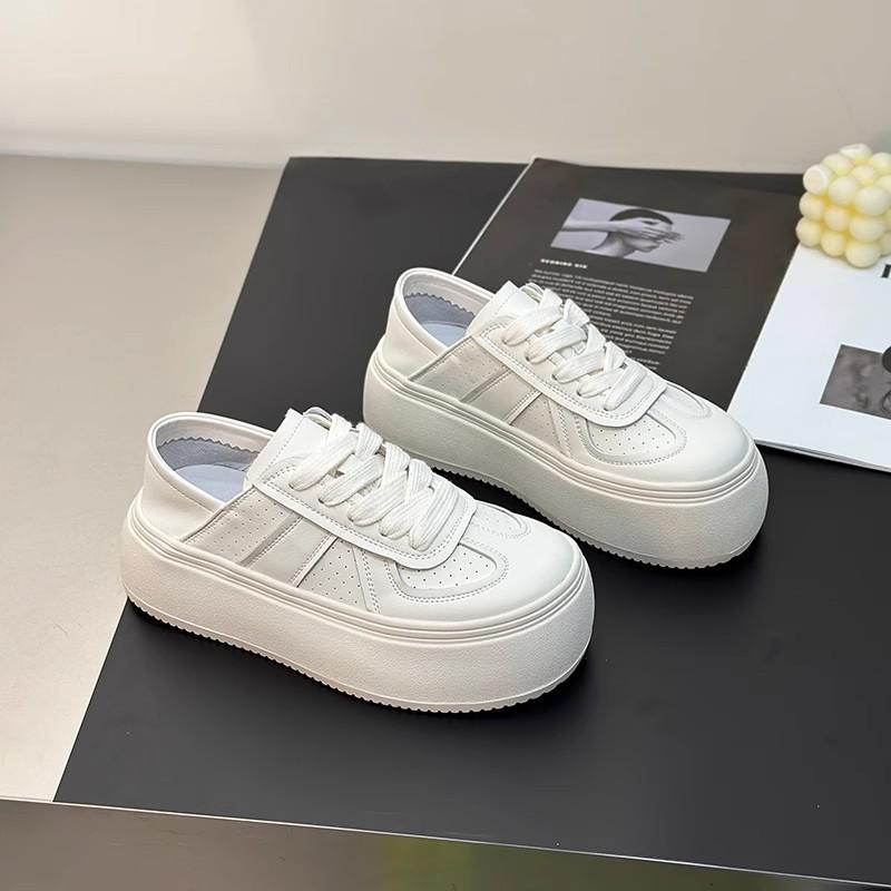 Cowhide Version~ Genuine Leather Board Shoes Women's Thick-soled Heightening White Shoes Children's 2025 Spring and Summer New Leisure Sports Shoes