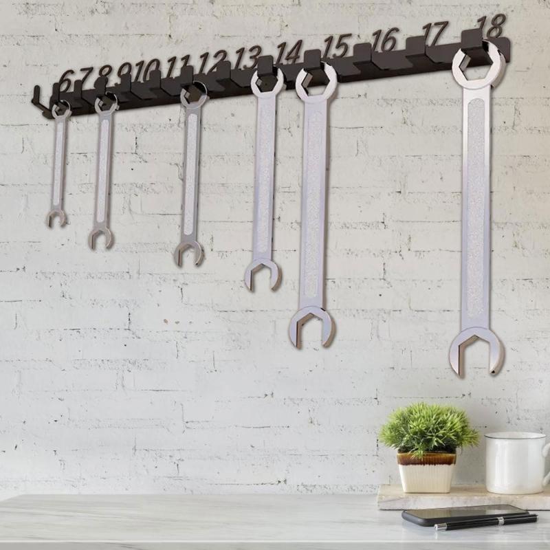 Workshop Wrench Storage Rack 6-18,19-32,6-32 Labeled Slots Option Heavy Duty Metal Wall Mount Organizers For Tools