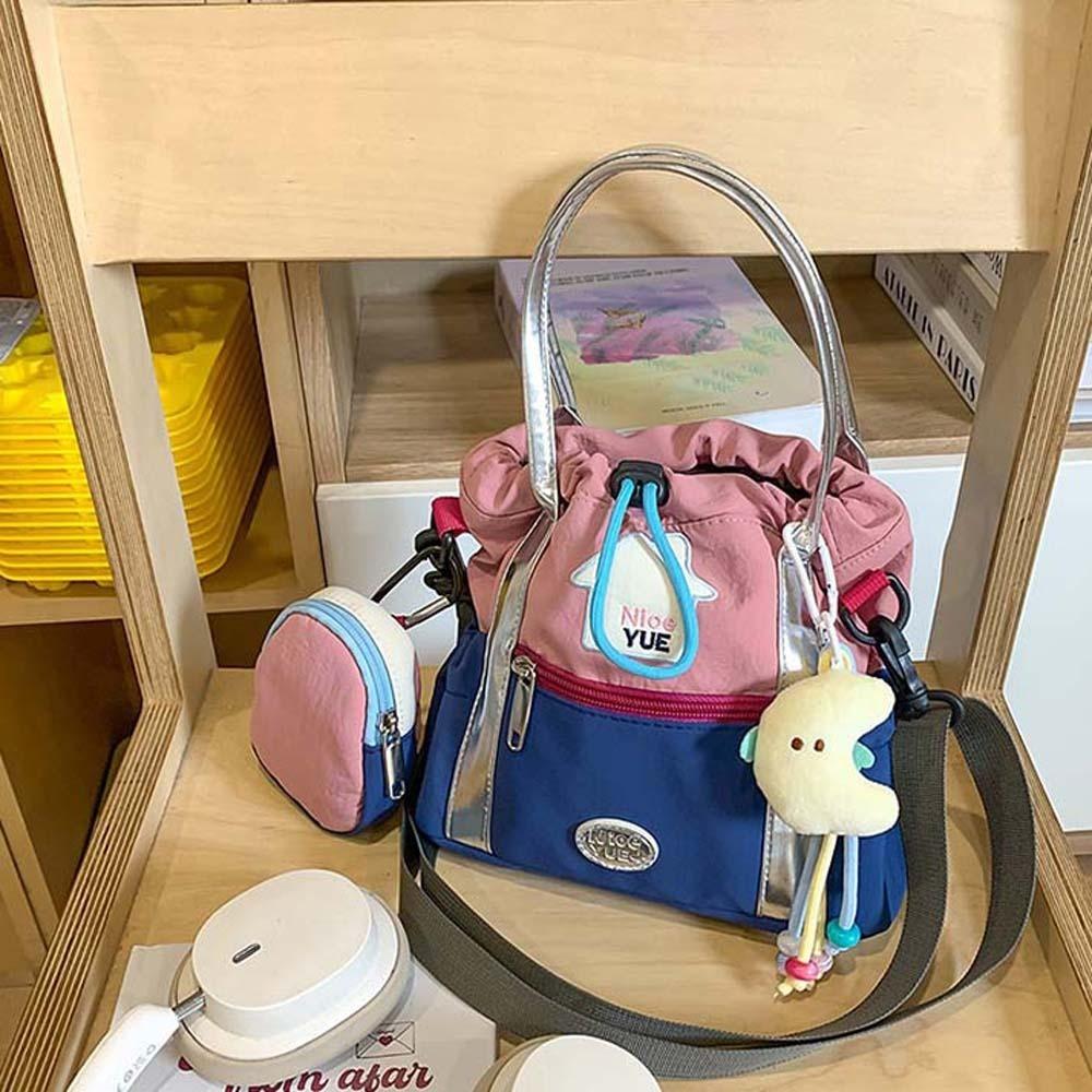 Portable Mountaineering Crossbody Bag Embroidery Drawstring Bucket Cloth Bag  Couple