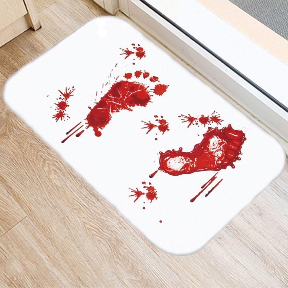 Non Slip Halloween Blood Footprint Doormat Quick Dry Kitchen Mat Blood Stain Floor Mat Party