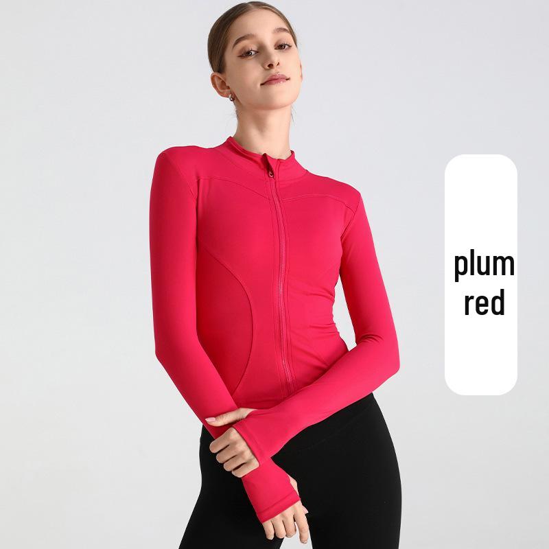 European & American Zipper Yoga Jacket - Quick-Drying, Slimming, Long Sleeve Fitness Top for Women