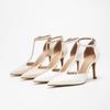 On Feet & In Love: Stylish T-Strap Pointed Toe Stilettos with Comfortable Buckle Closure