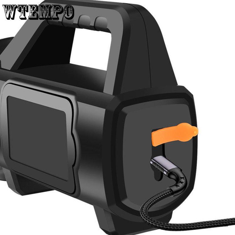 Proiector cu lumină puternică, încărcare USB, impermeabil de exterior, lumină LED cu telecomandă, lanternă portabilă de mare capacitate