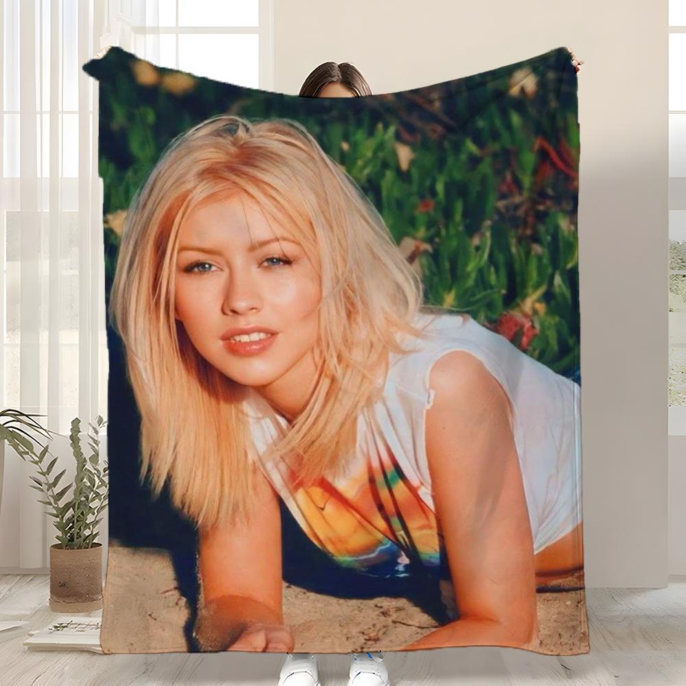 

Singer C-Christina Aguilera Throw Kid-Friendly Flannel Throw Blanket Soft Warm Anti-Static Washable All Season 75x90cm