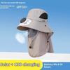 Solarbetriebener Doppellüfter-Sonnenhut mit breiter Krempe für Outdoor-Fischerei, Wandern, Bergsteigen, Sonnenschutz, verstellbares Kopfband
