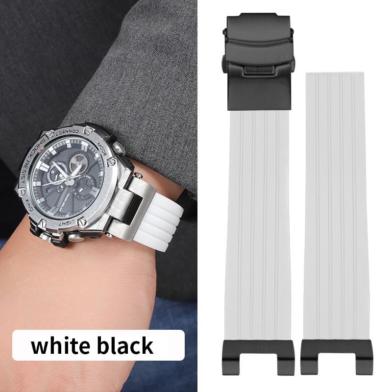 Modified Silicone Strap for Casio GSHOCK GST-B100 GST-S130/W300/400G/W110/S120 Diving Sport Wristband with Stainless Steel Adapt