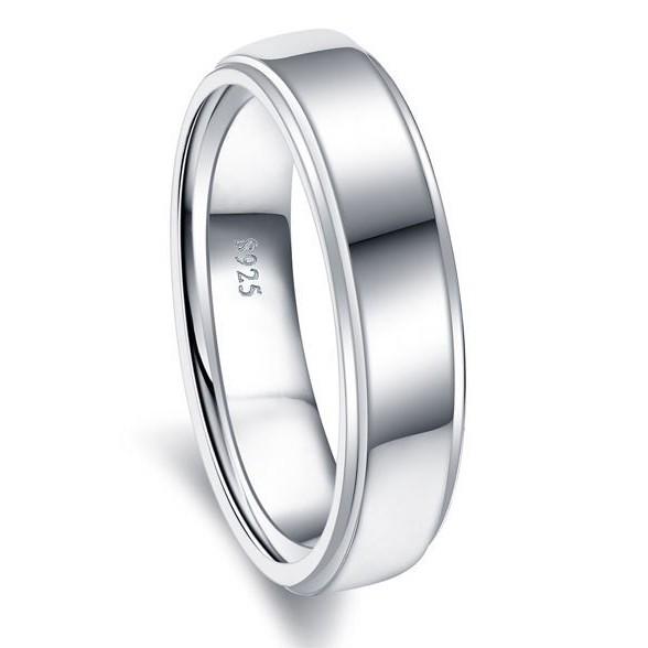 Christmas S925 Sterling Silver Polished Beveled Edge Index Finger Ring - Simple Fashion Jewelry