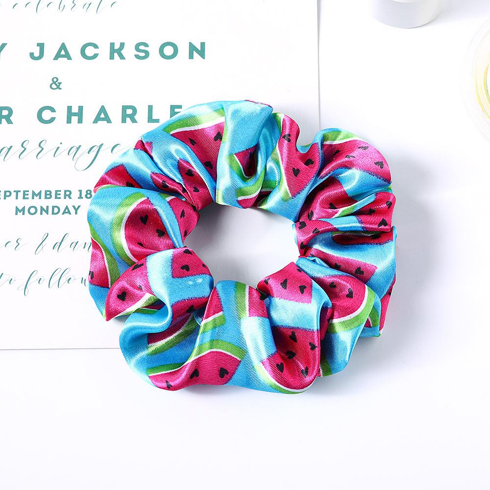 New Satin Printed Flower Floral Scrunchie Women Girls Elastic Hair Rubber Bands Accessories Tie Hair Ring Rope Holder Headdress