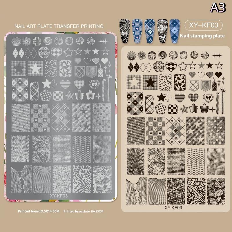 Nail Art Stamping Plates Butterfly Flower Bownot Pattern Printing Big Size 15*10cm Steel Nail Stamps Geometry Template DIY