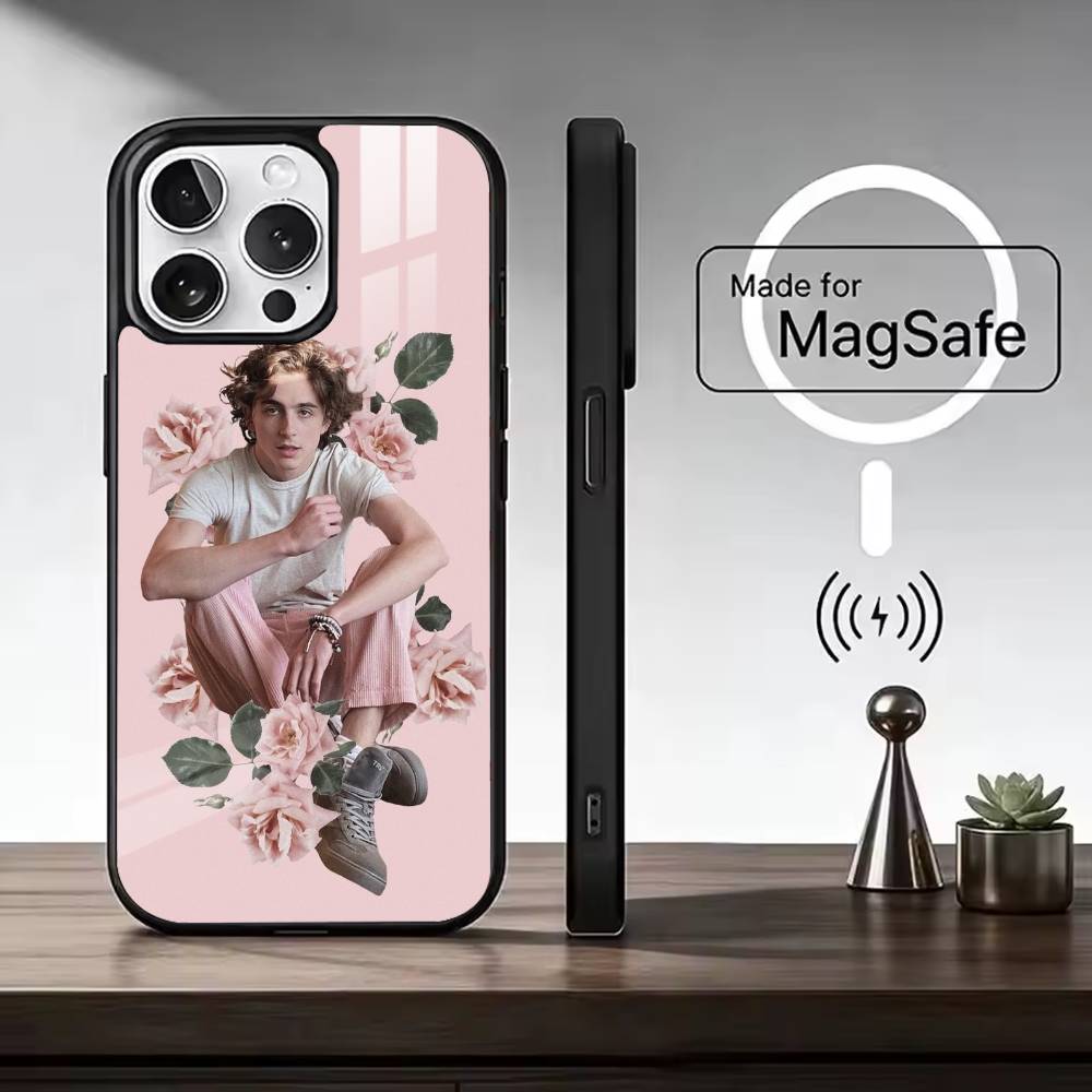 

Hot Actor T-Timothee Chalamet For Magsafe Phone Case for iPhone 17 16 15 14 13 12 11 Series Wireless Charging iPhone12Pro