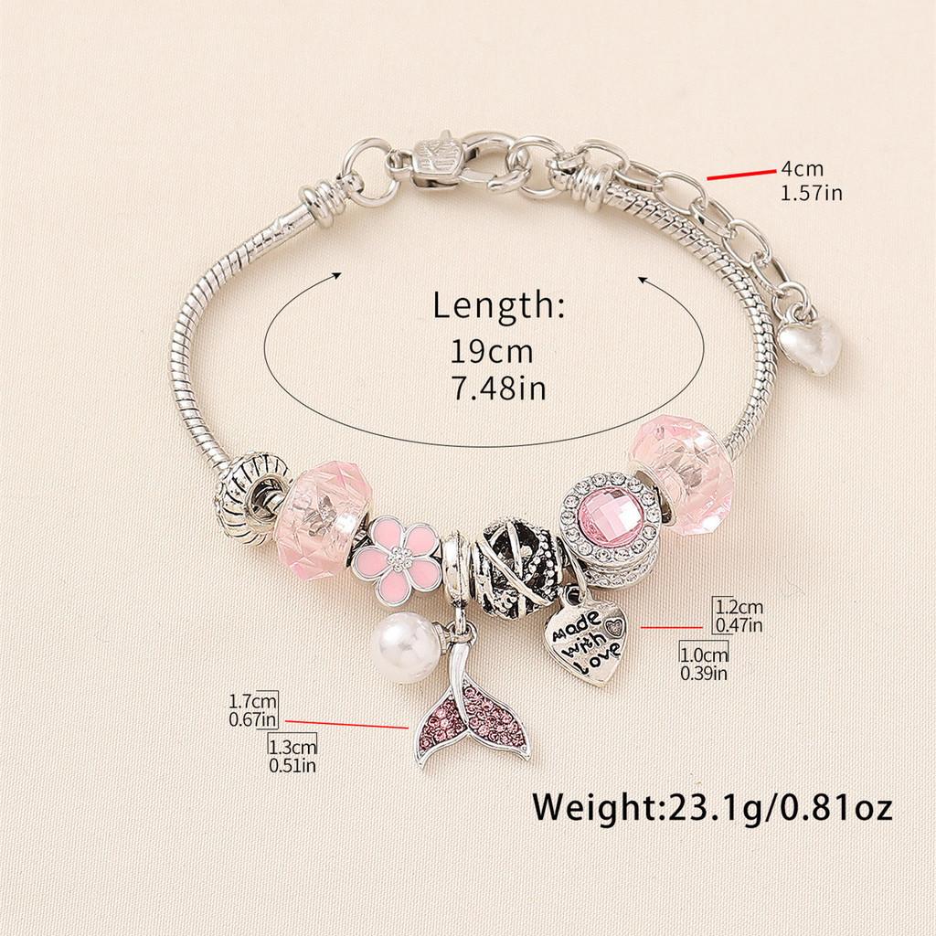Mermaid Tail Beaded Bracelet With Crystal Accents For Girls Giftgiving