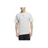 Adidas Straight-Leg Logo Stripe Casual Short Sleeve T-Shirt Men Tops White HS4382