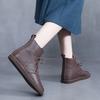 Handmade 100% Genuine Leather Short Boots Women's Flat Heel Big Head Boots Women Leisure Shoes Warm Women Boots