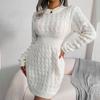 Autumn Winter Women's Solid Color Sweater Dress Casual Slim-fitting Sexy Bodycon Dress Crew Neck Knitted Dress