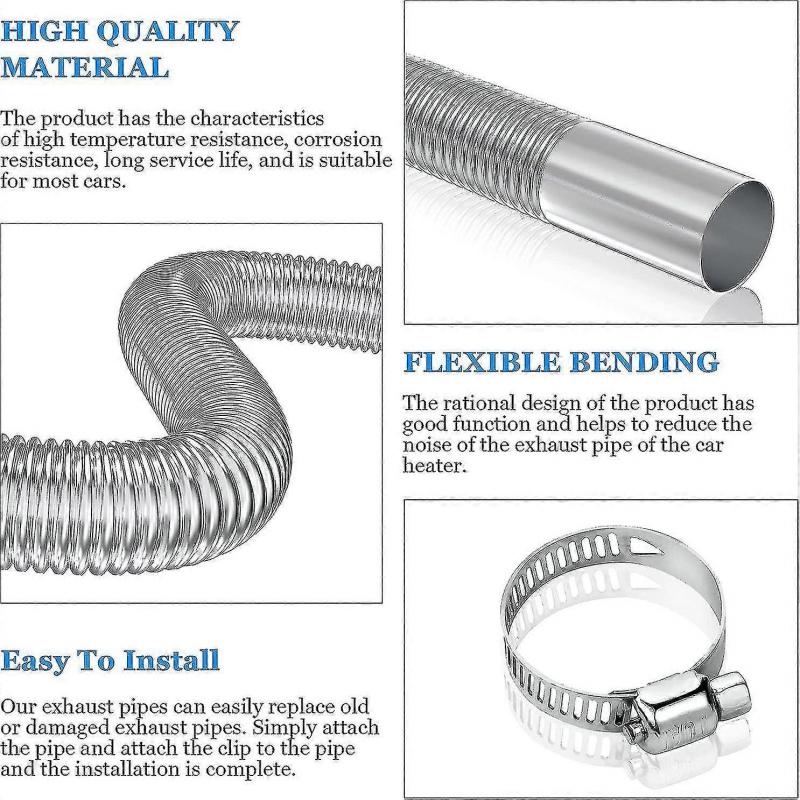 Stainless Steel Diesel Heater Exhaust Pipe for Parking Heater, Air Heater, Car Heater, High Temp Corrosion Resistant Exhaust Tube