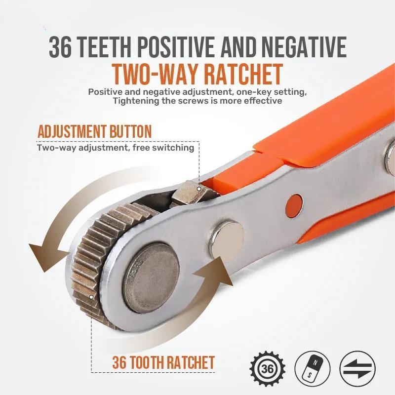 Mini 36 Tooth Ratchet Screwdriver Narrow Small Space Maintenance Operation Batch Head Socket L-shaped Turning Wrench