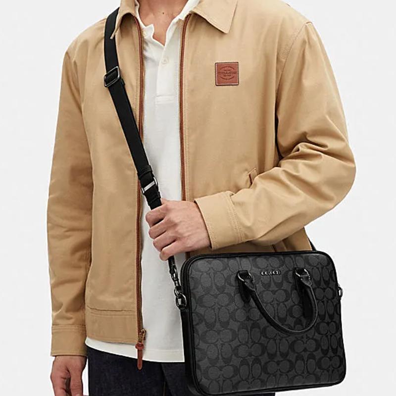 New COACH PVC Briefcase, Handbag Men's Black CJ630-QBO4G