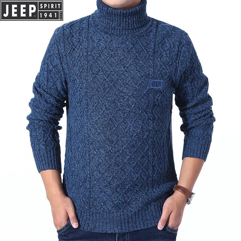 

JEEP SPIRIT Men s 2019 Winter Slim Fit High Neck Wool Sweater, Korean Style Knitted Shirt XXXL цветочный/синий