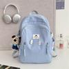 School Bag Simple School Bag for Women, Ins, Solid Color, Large Capacity, Student Campus Backpack, Soft Girl Casual Travel Storage Backpack