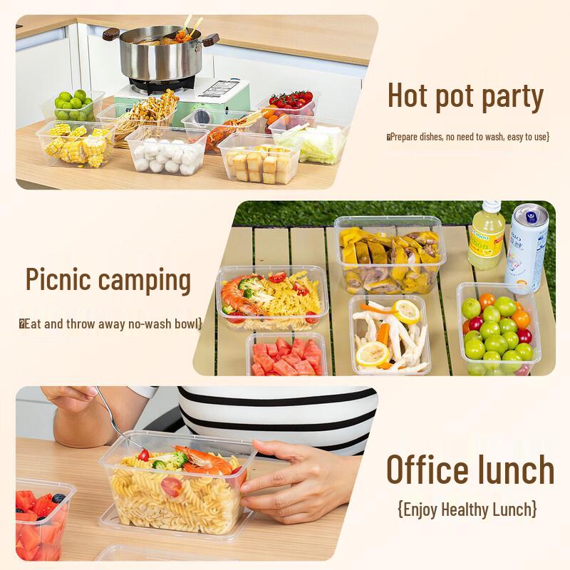 temeiju Disposable Rectangular Food Containers with Lids (10-Pack)