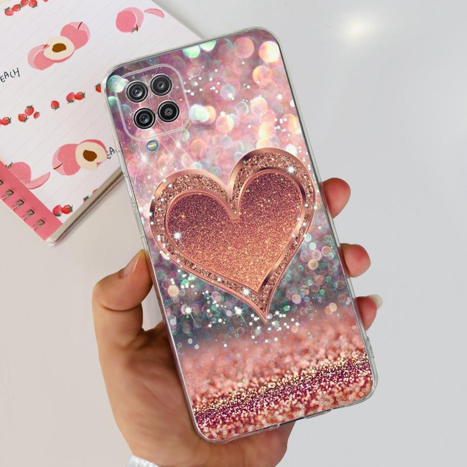 For Samsung Galaxy A12 Case Transparent Cover Fashion Flower Slim Soft TPU Phone Case For Samsung A12 SM-A125F M12 F12 A 12 Capa