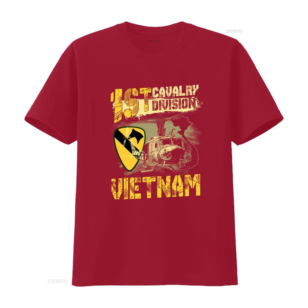 Vietnam Veteran 1. Kavalleriedivision Uh1 Huey Helikopter T-Shirt Limitierte Auflage vintage Gewaschen Grafik Streetwear Leicht