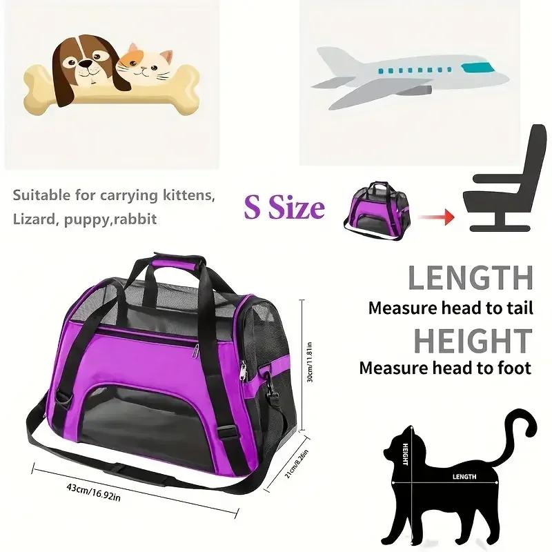 Borse per Gatti Borsa Portatile per Trasporto Cani Rete Traspirante Borse per Trasporto per Cani Piccoli Pieghevole Borsa a Mano per Gatti Borsa da Viaggio per Animali Domestici Borsa per Trasporto