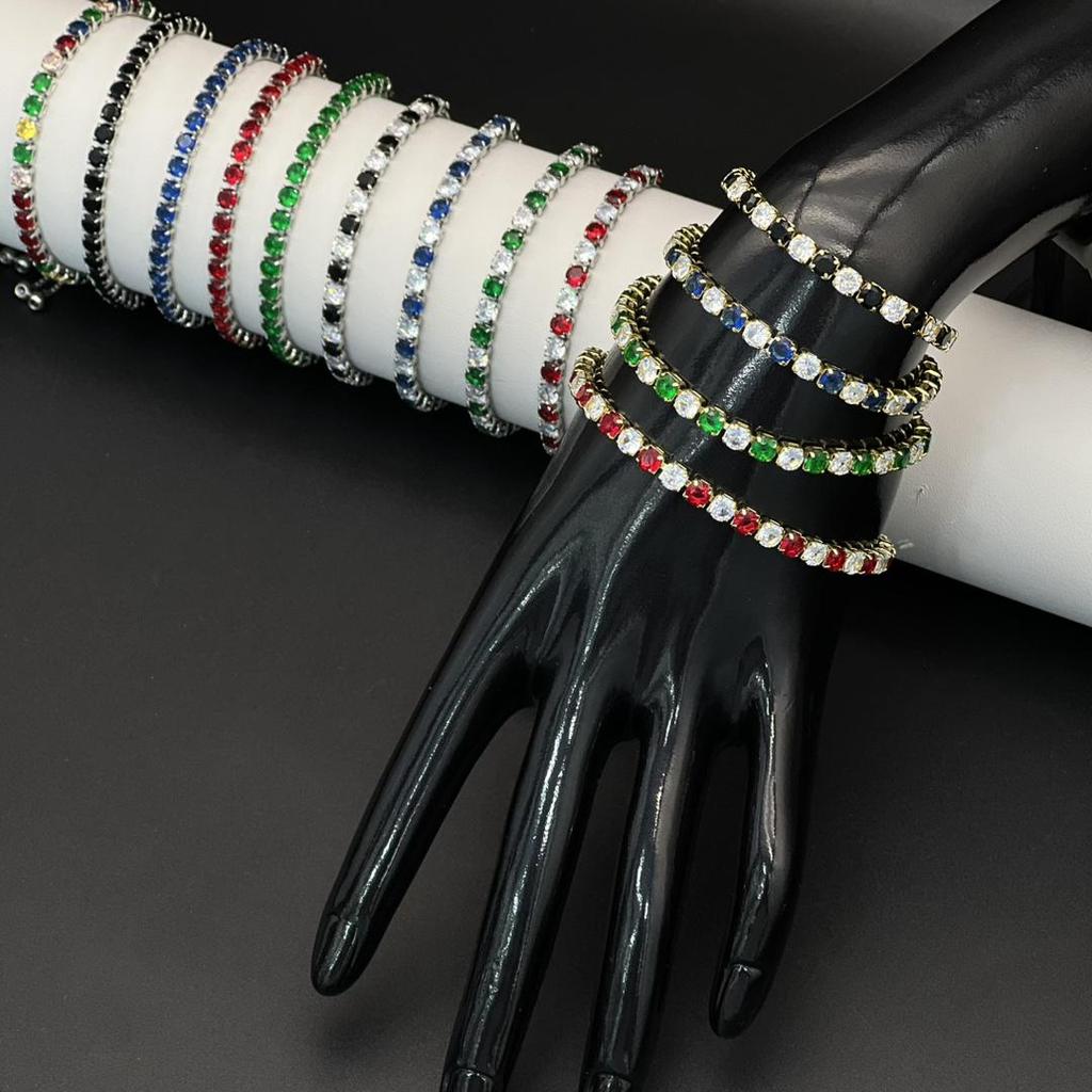 Elegant Women’s Colored Zircon Gold-Plated Tennis Bracelet