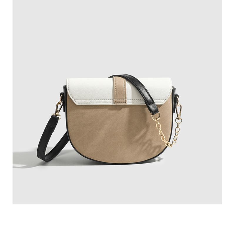 New Crossbody Bags Vintage PU Leather Underarm Shoulder Bags Mini Flap Contrast Color Saddle Bags Luxury Women's Handbags